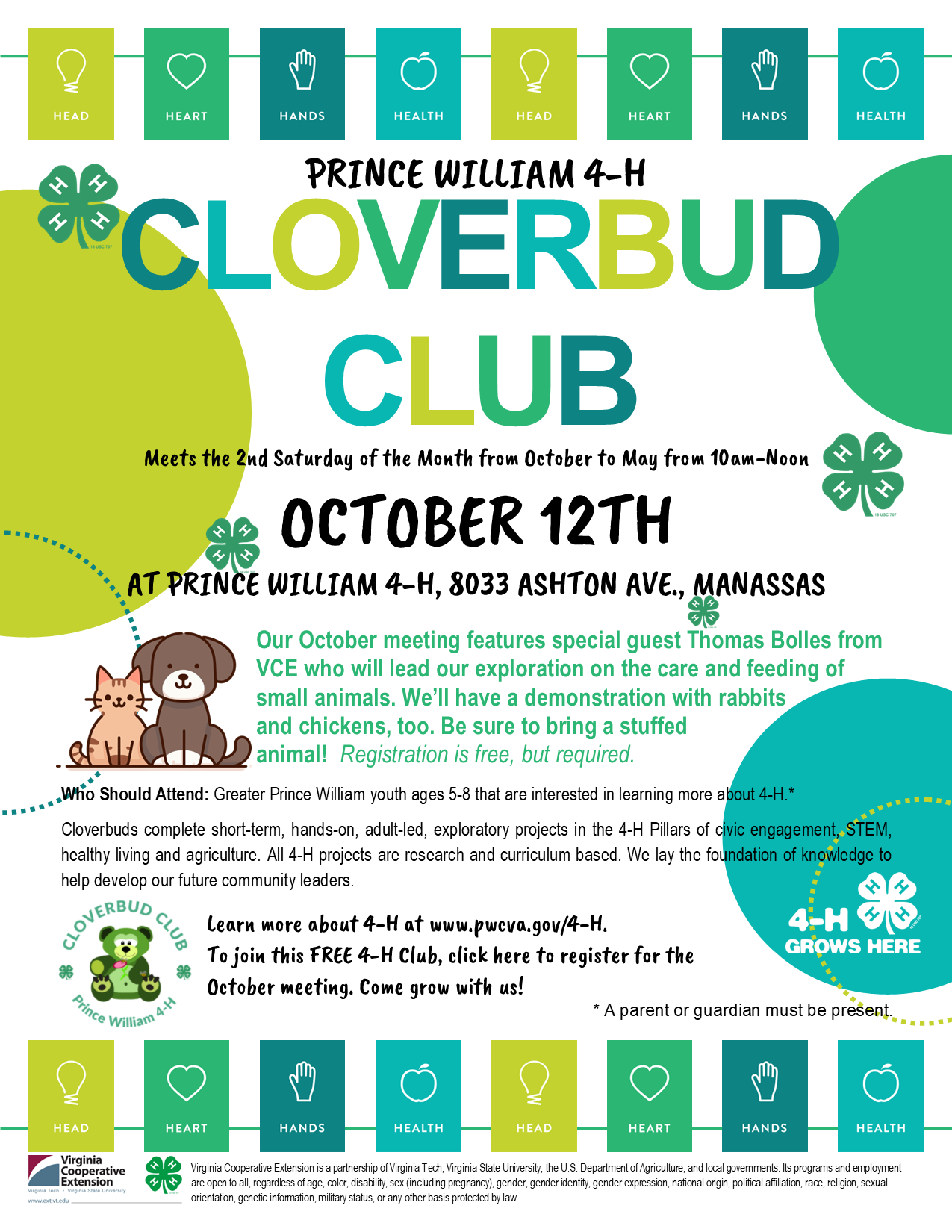 October 2024 4-H Cloverbud Club flyer