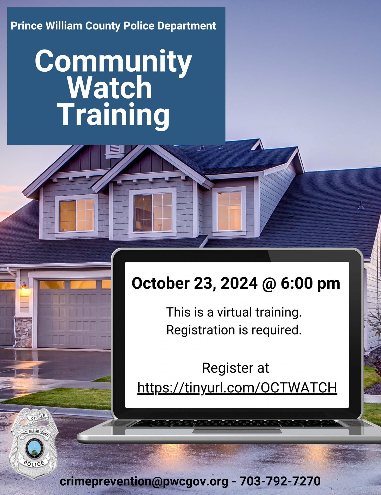 Flier about Community Watch presentation on Oct. 23, 2024